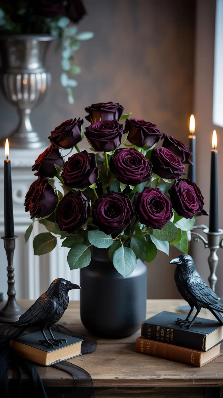 1. Create a Dramatic Black Rose Centerpiece