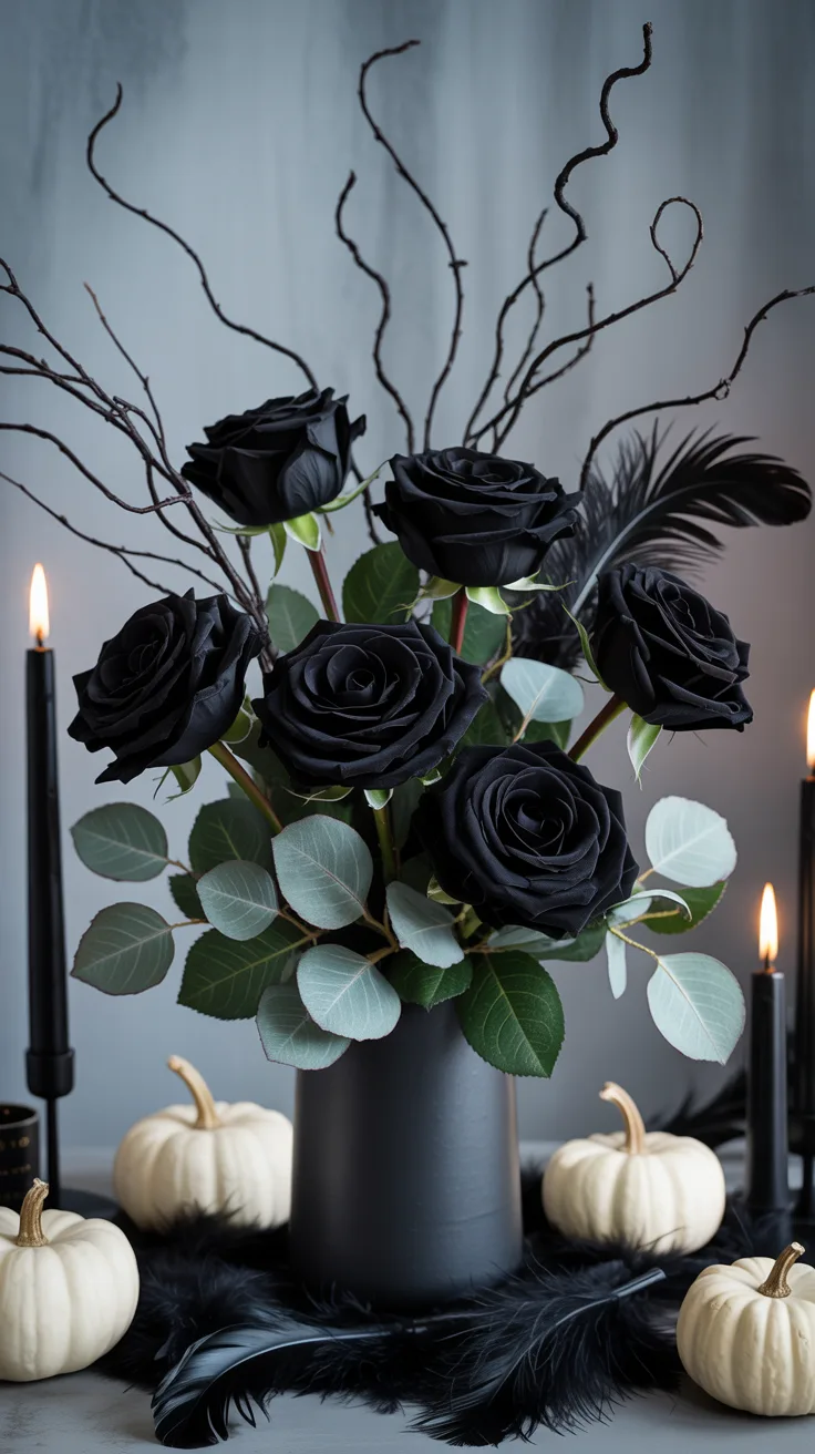 1. Gothic Black Rose Centerpiece