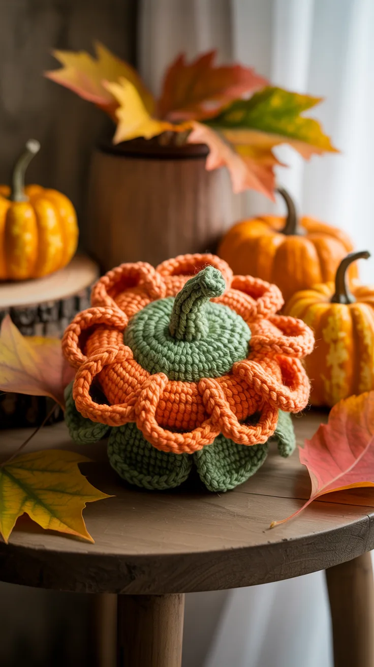1. Pumpkin Blossom Crochet Flower