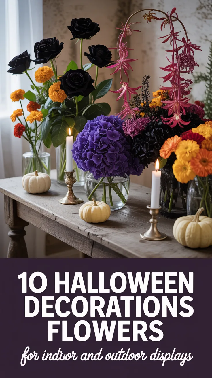 10 Halloween Decorations Flowers for Indoor and Outdoor Displays – Pinterest image