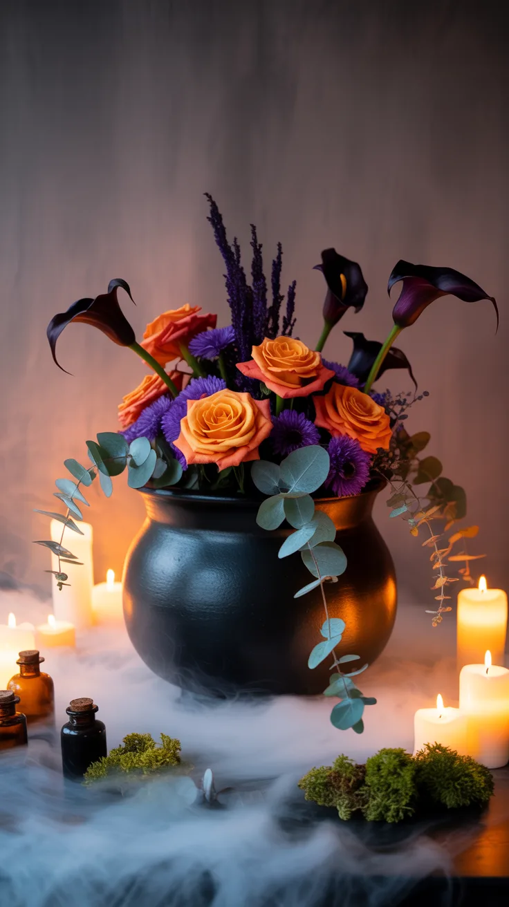11. Floating Cauldron Flower Display