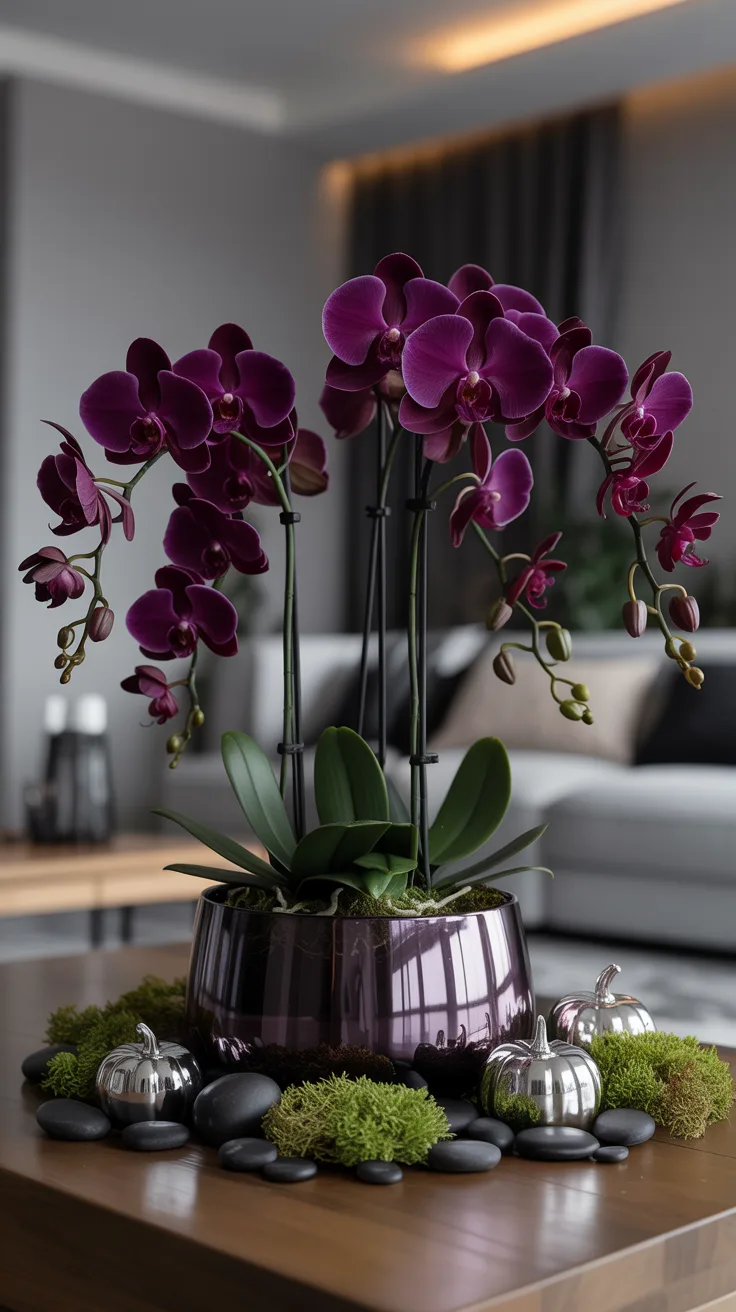 11. Style a Dark Orchid Halloween Display