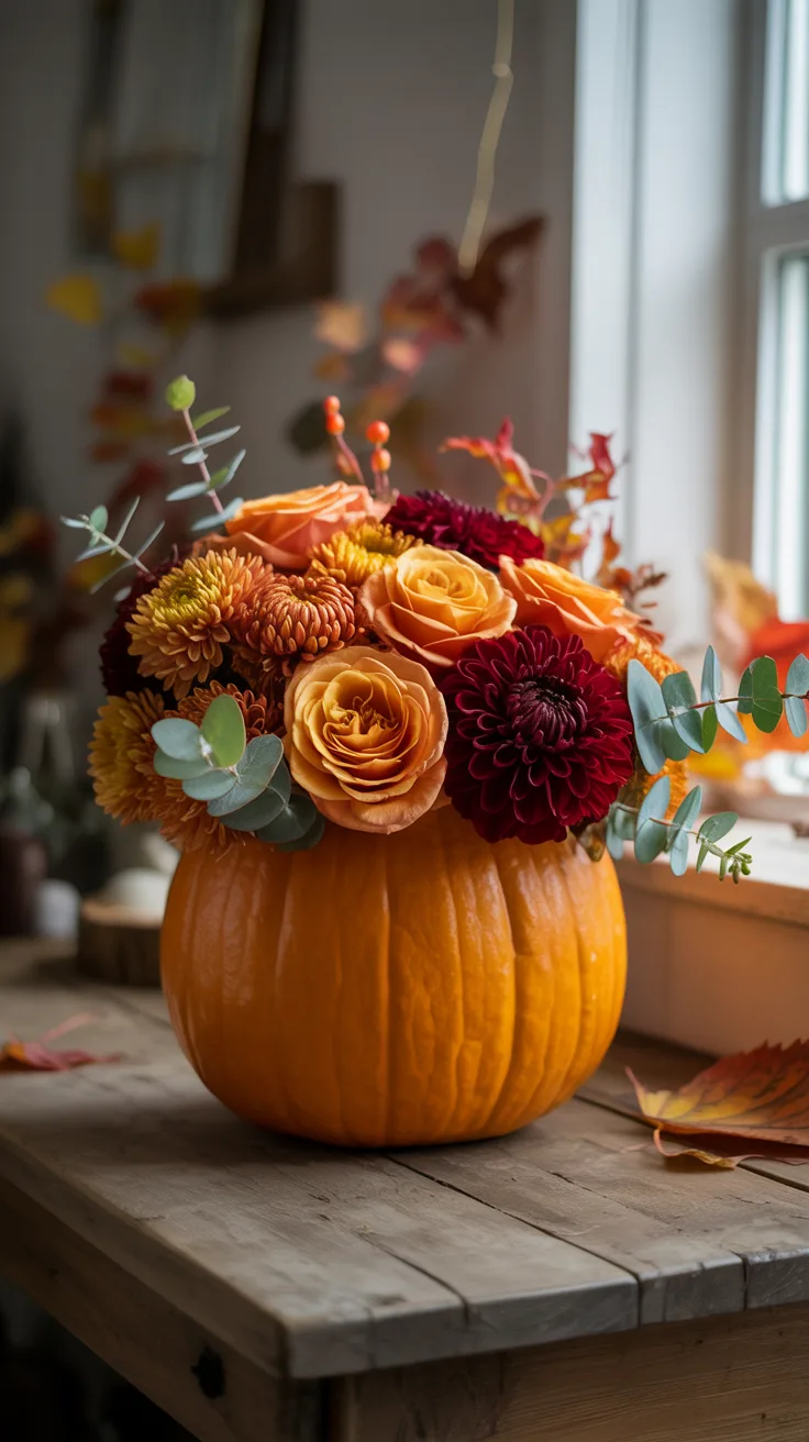 2. Make a Pumpkin Flower Vase