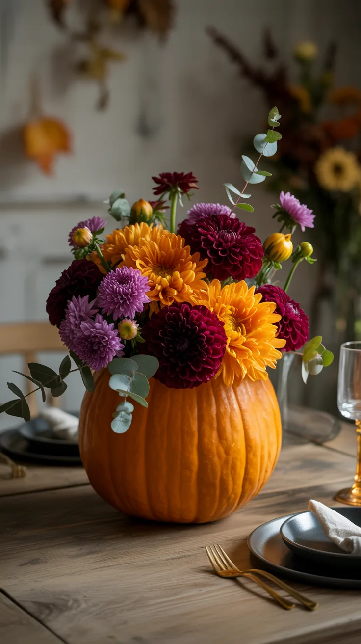 2. Turn a Pumpkin Into a Flower Vase