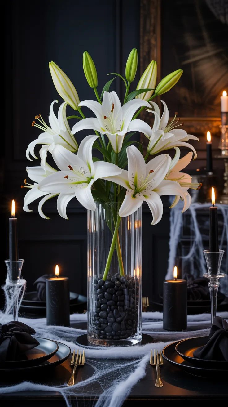 3. Design a Ghostly White Lily Centerpiece