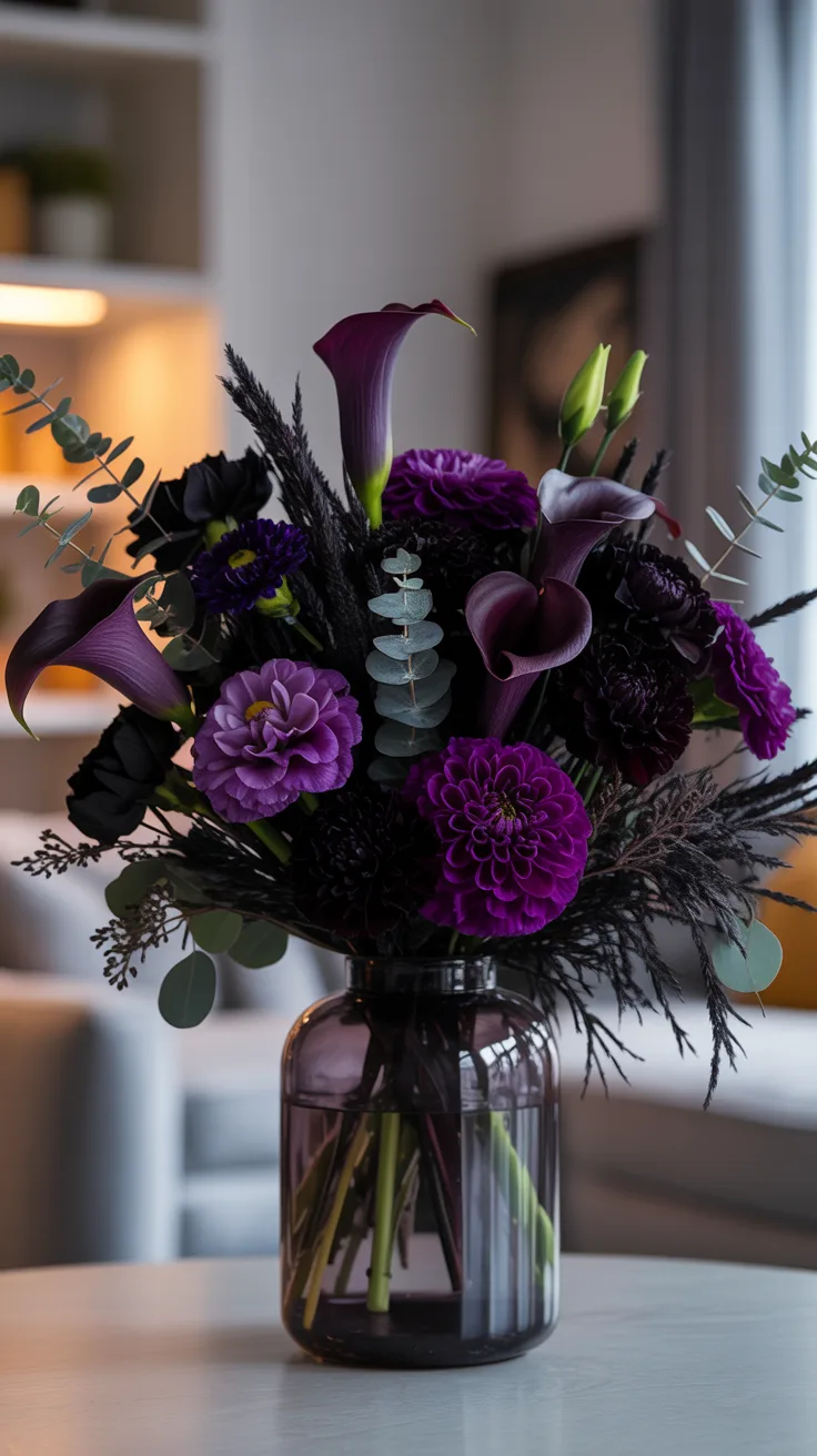 4. Design a Moody Purple and Black Bouquet