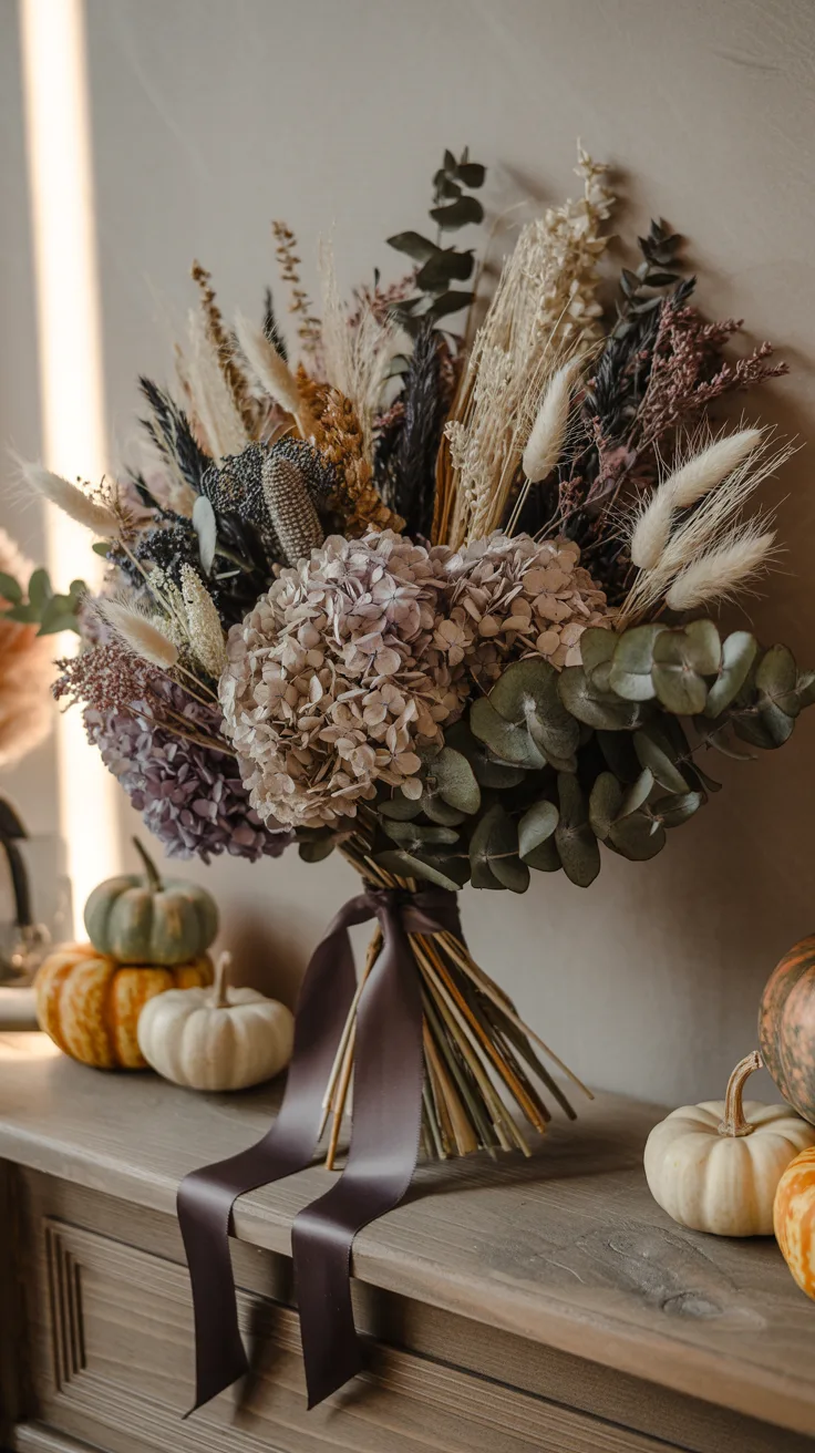 5. Add Dried Flowers for Vintage Halloween Style