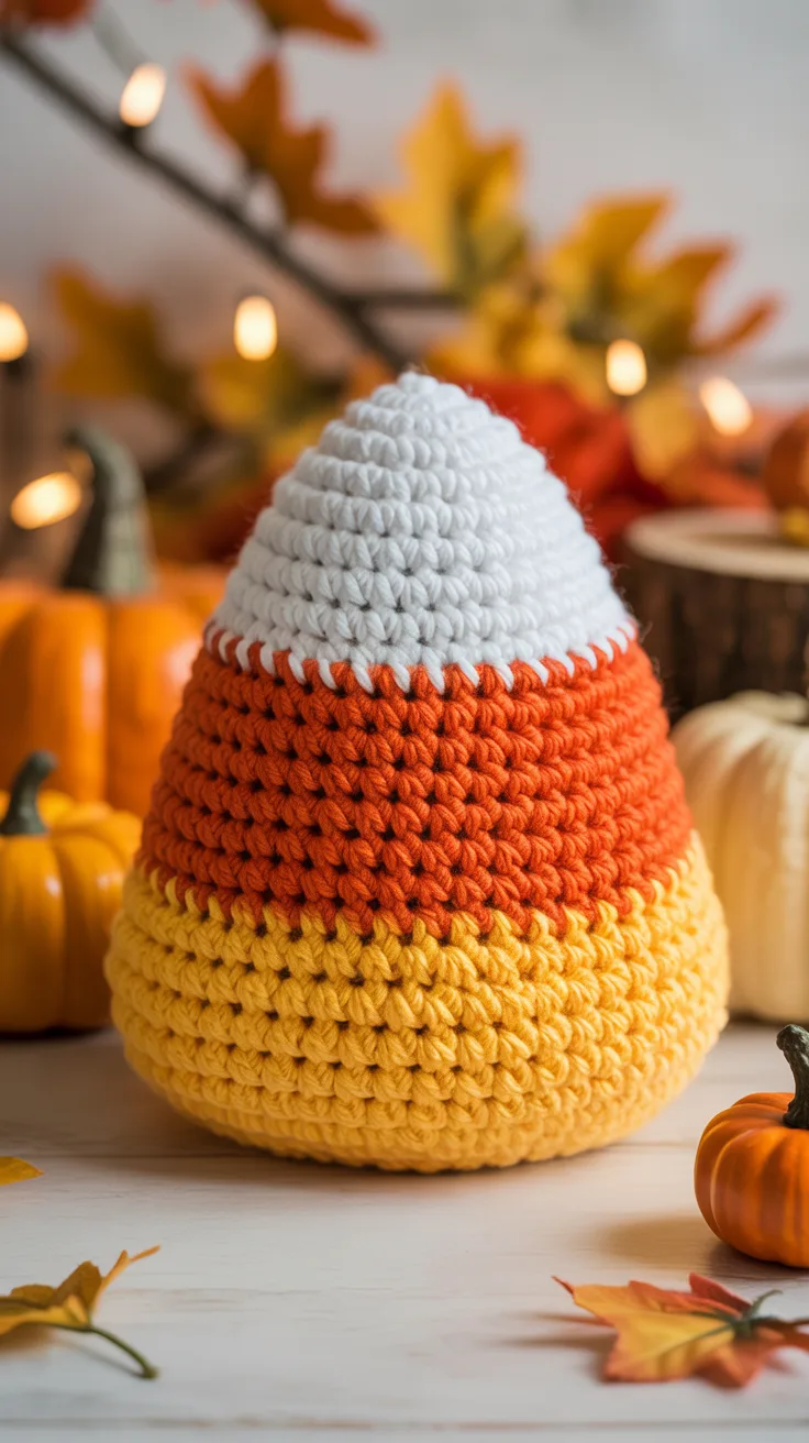 5. Candy Corn Crochet Flower