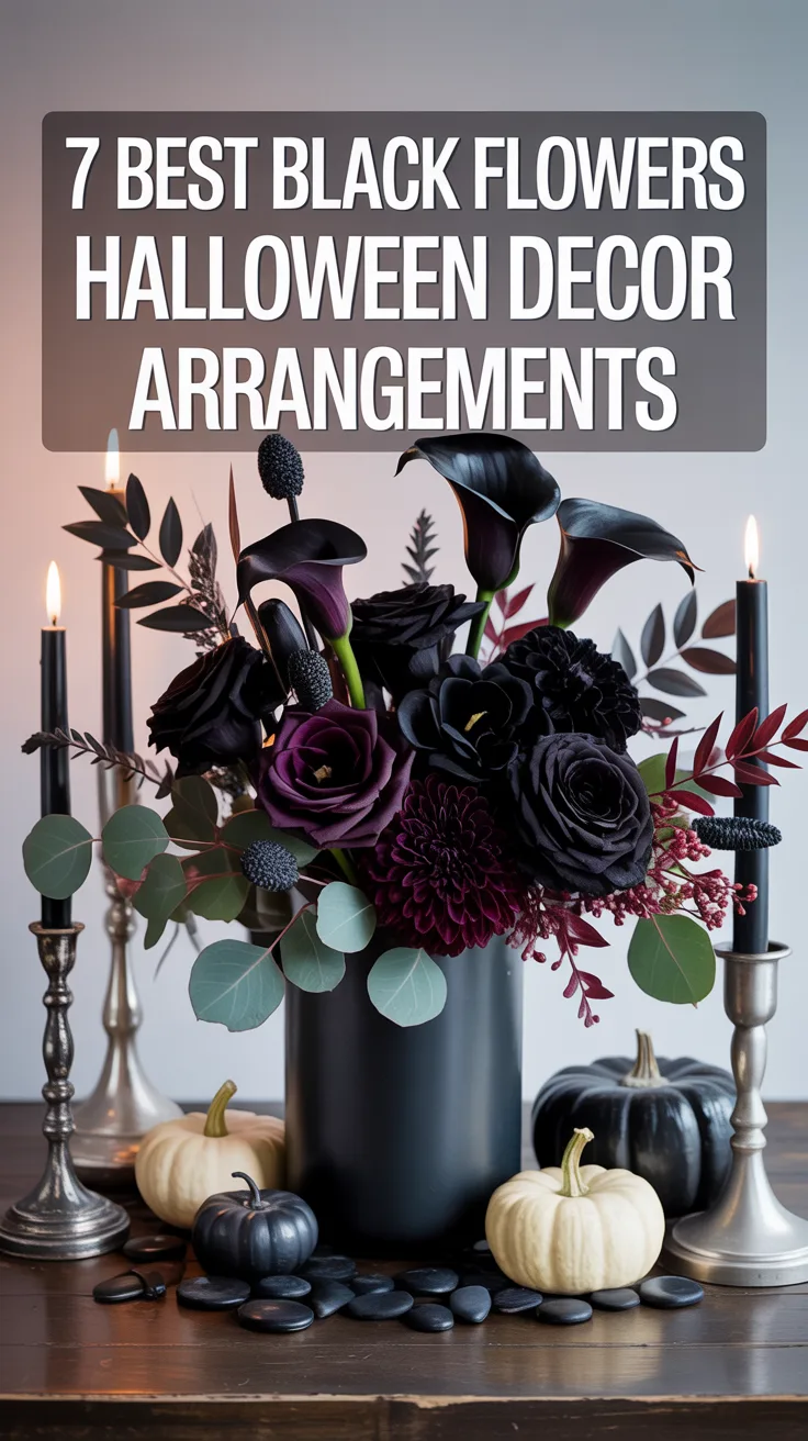 7 Best Black Flowers for Halloween Decor Arrangements to Try This Year Pinterest image