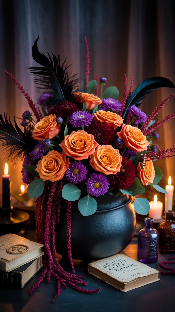 8. Make a Witch's Cauldron Flower Arrangement