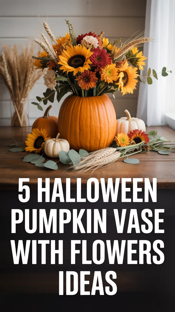 5 Halloween Pumpkin Vase With Flowers Ideas for Spooky Fall Decor – Pinterest image