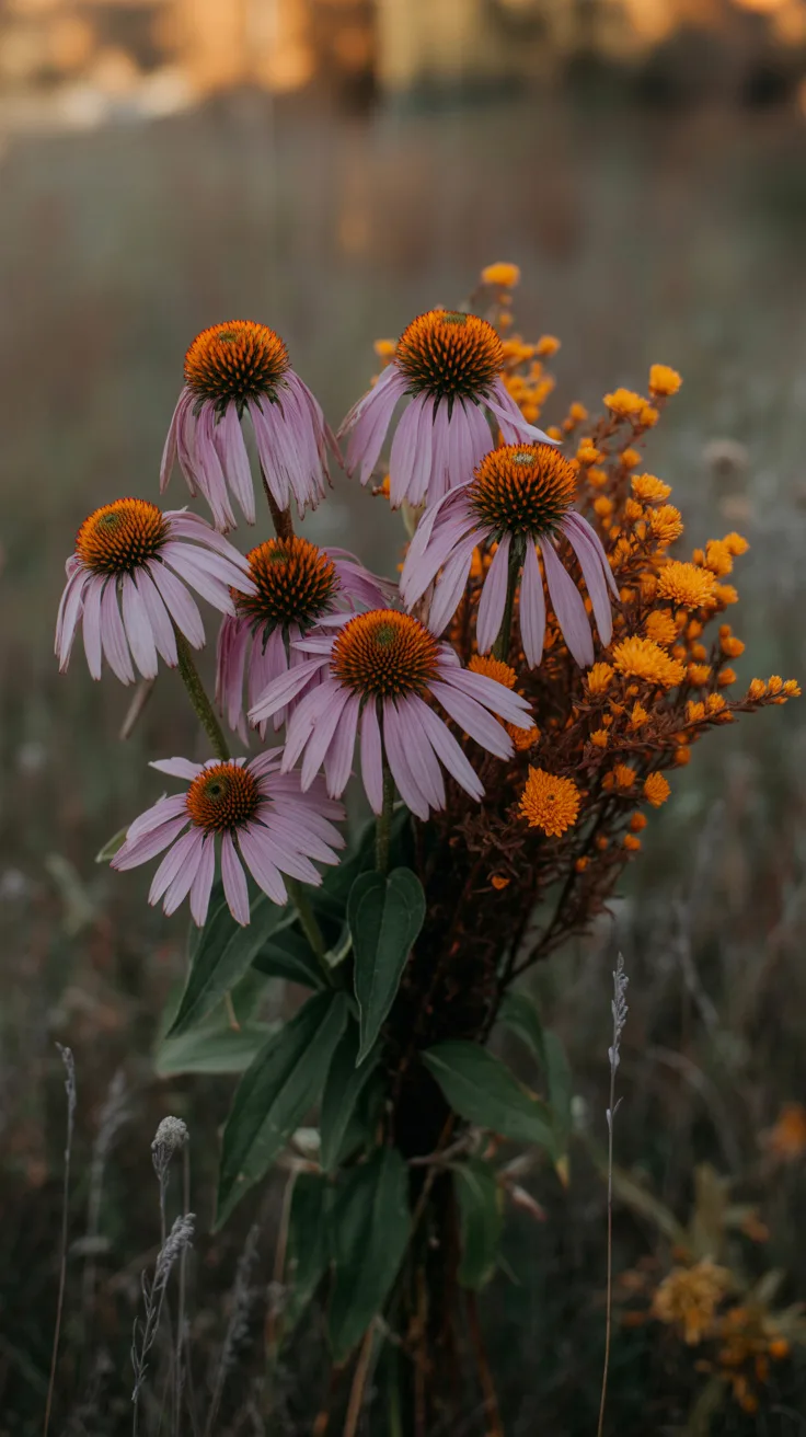 6. Purple Echinacea and Orange Accent Bouquet
