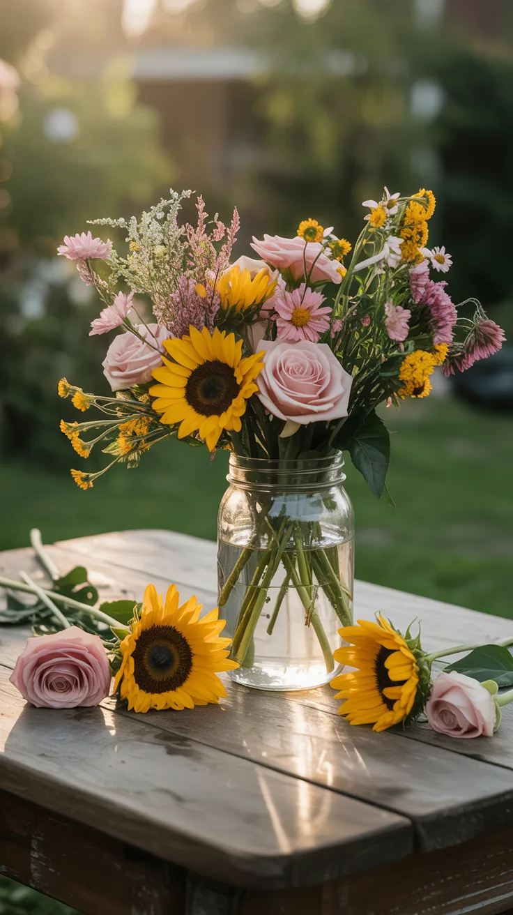 How to Arrange Flowers in a Mason Jar