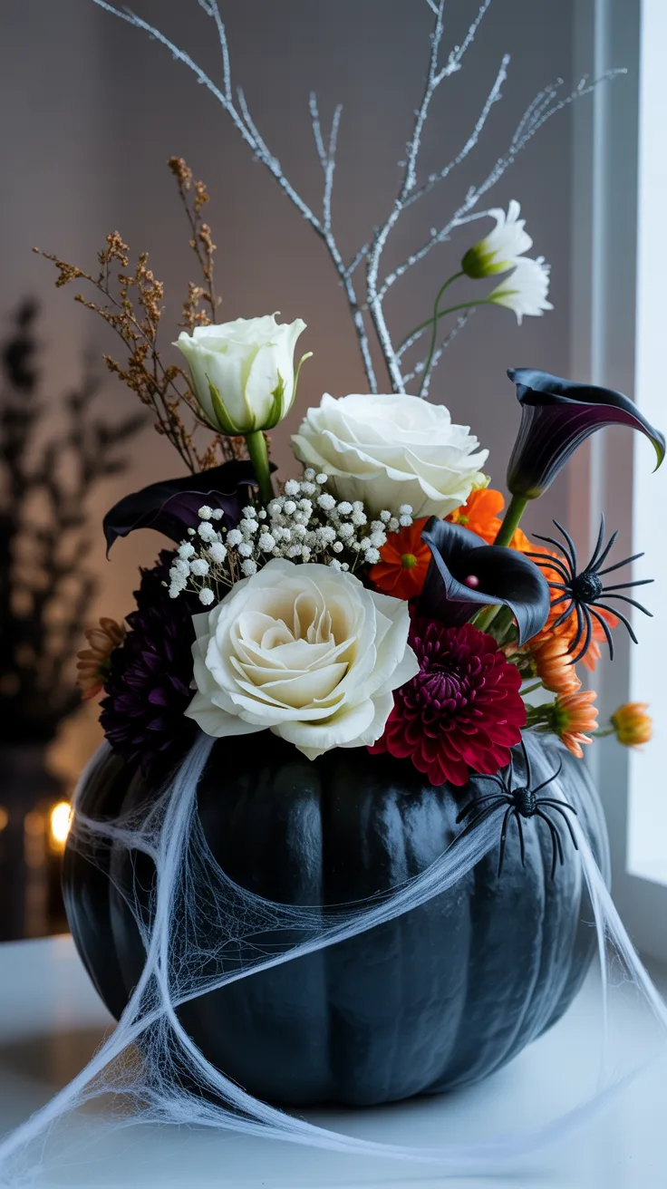 Spooky Black Pumpkin Vase: Embrace the Dark Side