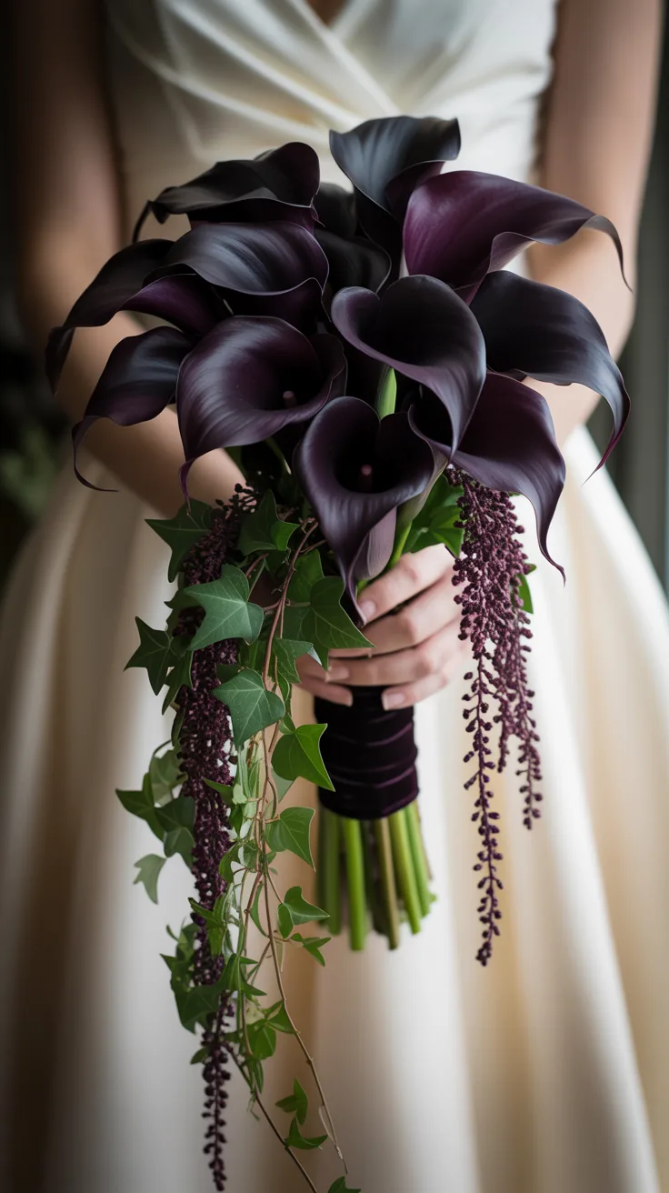 1. Black Calla Lily Cascade