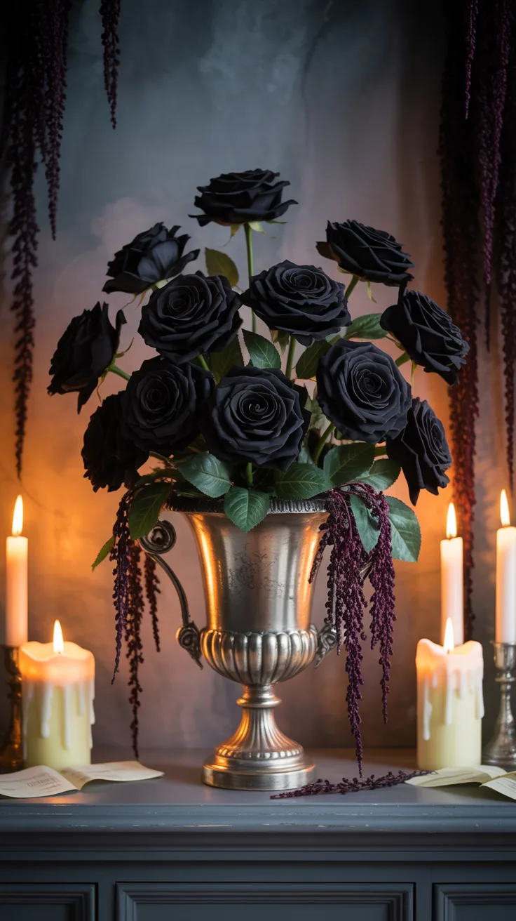 1. Black Rose Funeral Bouquet