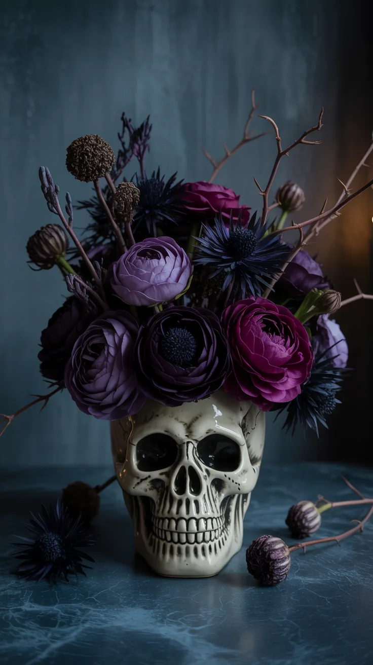 3. Skull Vase Arrangement