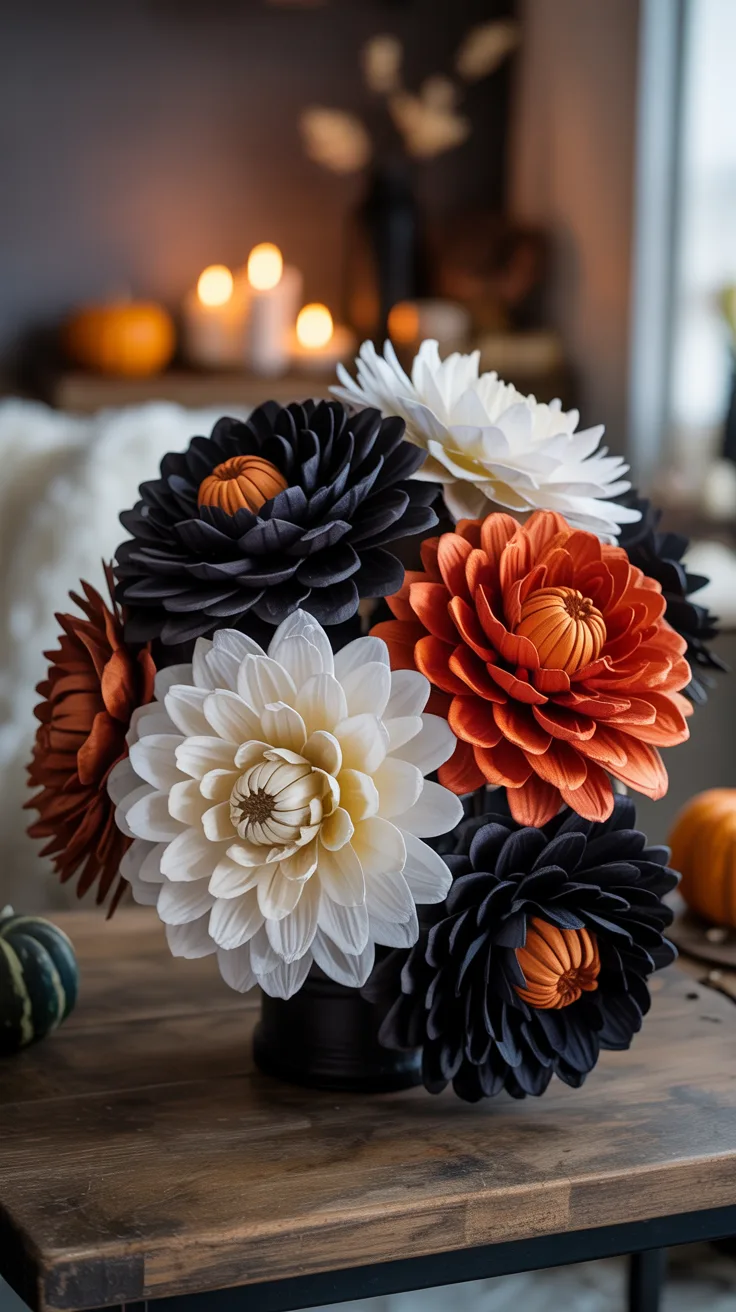 4. Layered Halloween Paper Dahlias