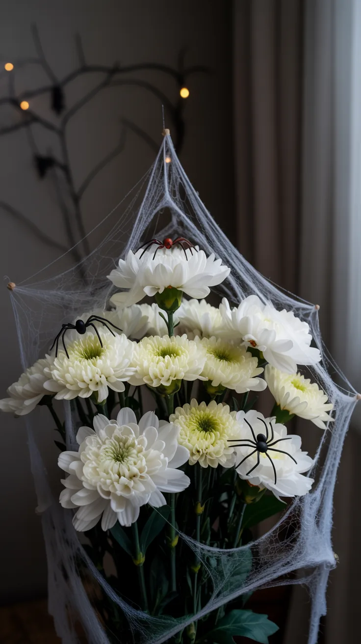 6. Spider Web Flower Arrangement