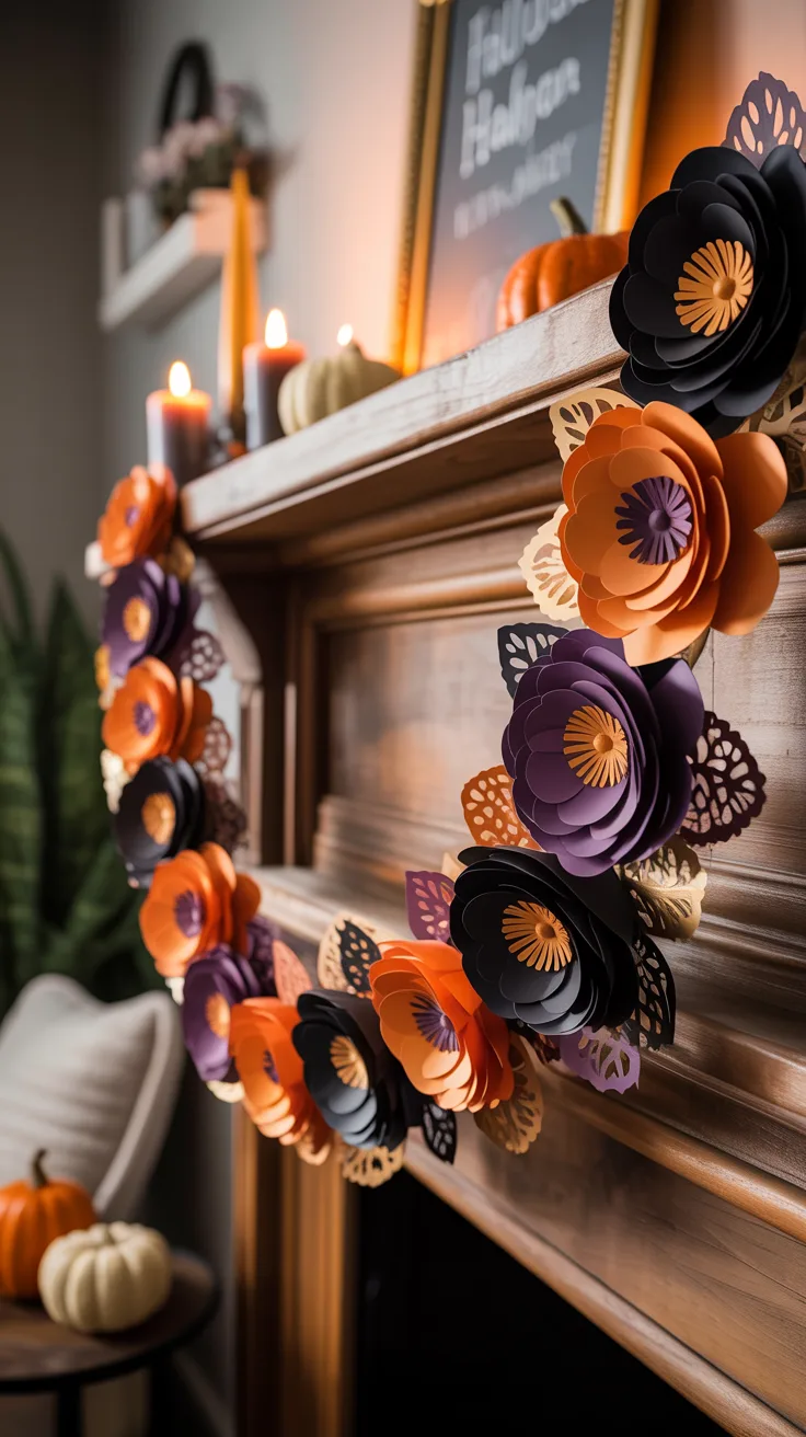 8. Halloween Paper Flower Garland