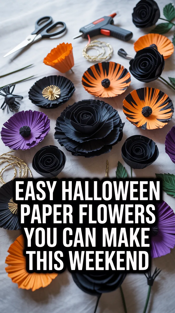 Easy Halloween Paper Flowers You Can Make This Weekend – Pinterest image