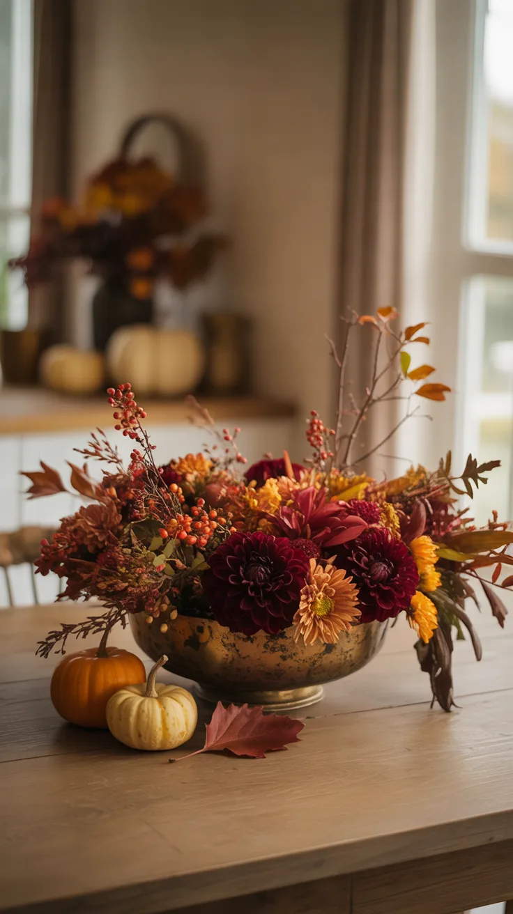 3. Autumn Harvest: Warm-Toned Centerpiece