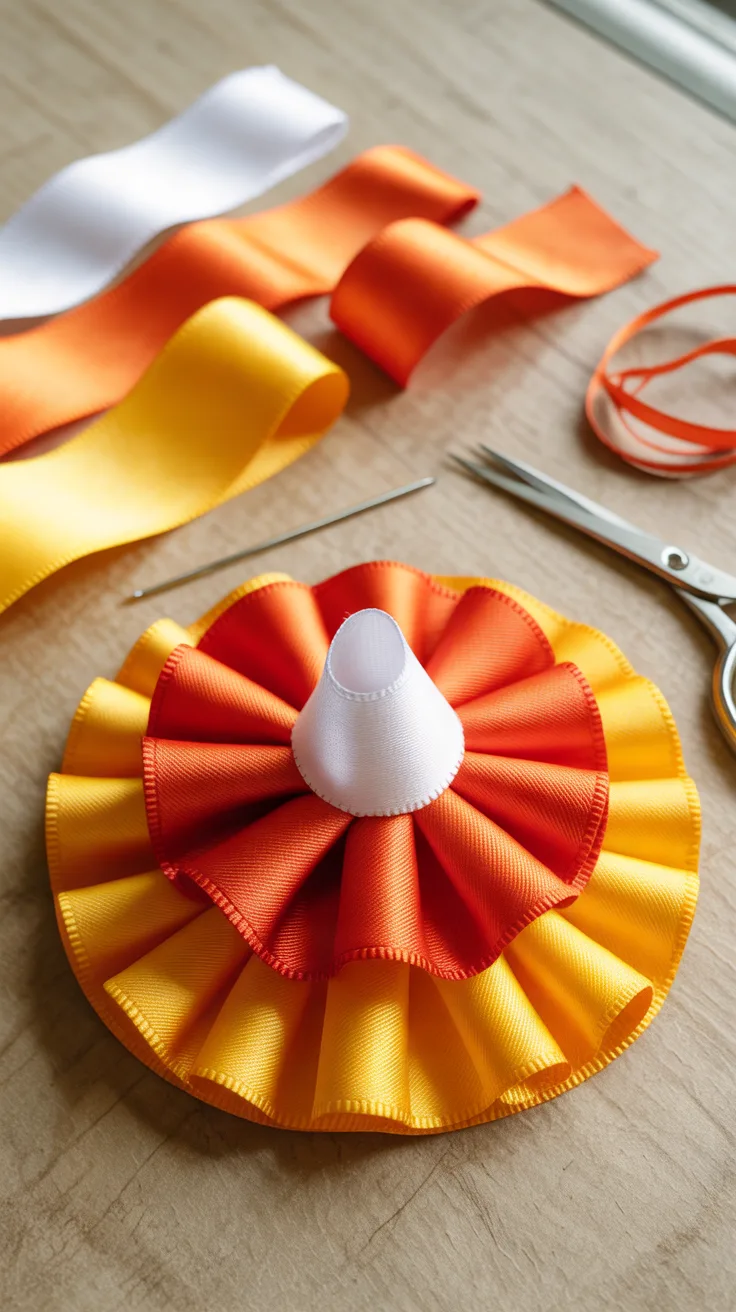 5. Candy Corn Gathered Rosette