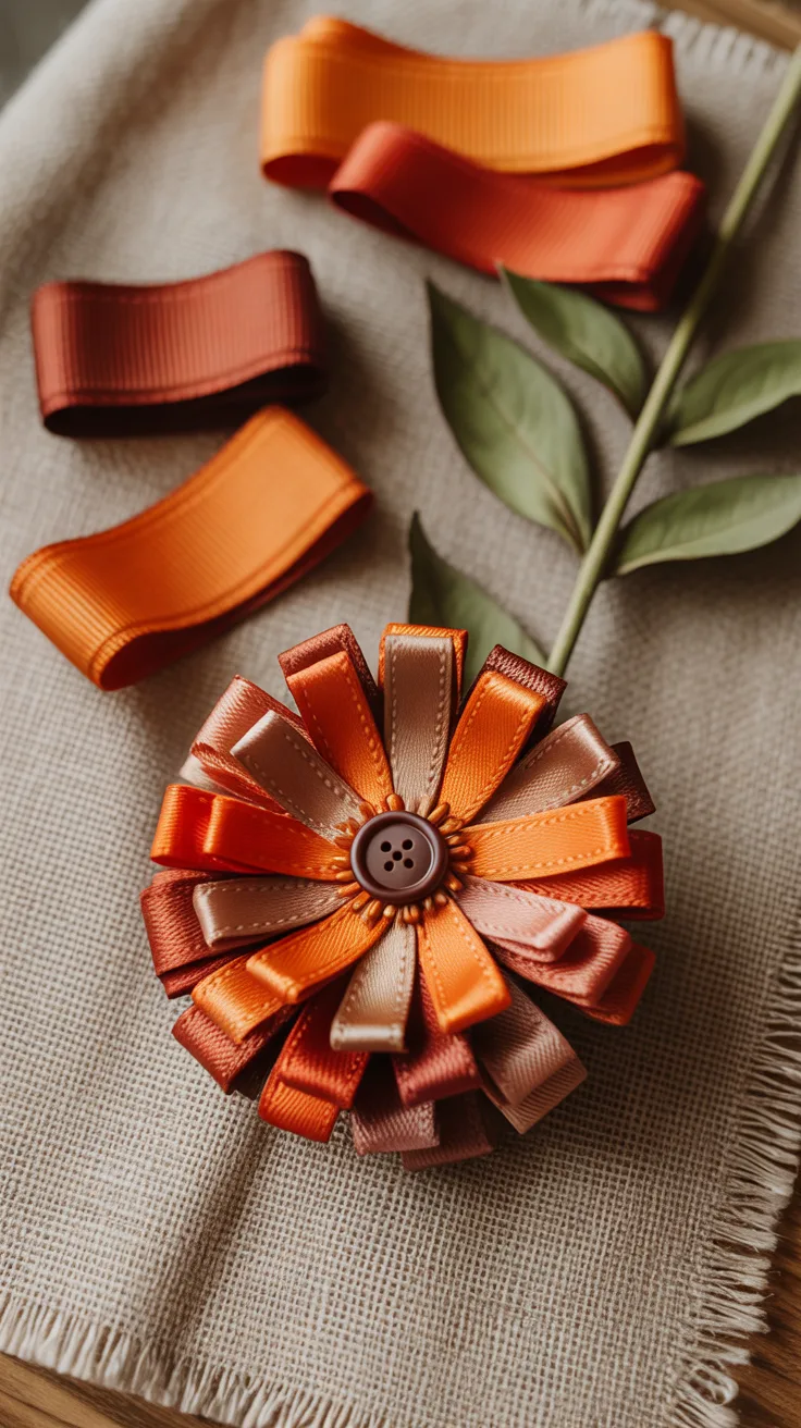 9. Pumpkin Spice Ribbon Zinnia