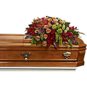 A Fond Farewell Casket Spray | Mixed Bouquets | Same Day Flower Delivery | Orange | Teleflora