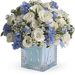 Baby's First Block | Mixed Bouquets | Same Day Flower Delivery | Multi-Colored | Teleflora
