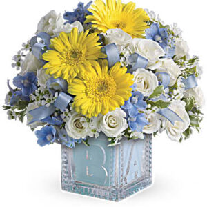 Baby's First Block | Mixed Bouquets | Same Day Flower Delivery | Multi-Colored | Teleflora