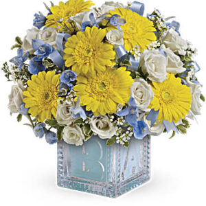 Baby's First Block | Mixed Bouquets | Same Day Flower Delivery | Multi-Colored | Teleflora