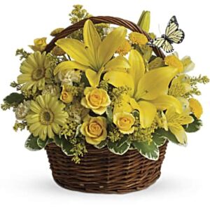 Basket Full Of Wishes | Mixed Bouquets | Same Day Flower Delivery | Yellow | Teleflora