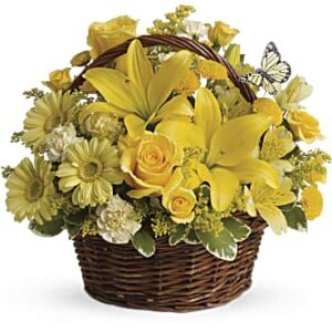 Basket Full Of Wishes | Mixed Bouquets | Same Day Flower Delivery | Yellow | Teleflora
