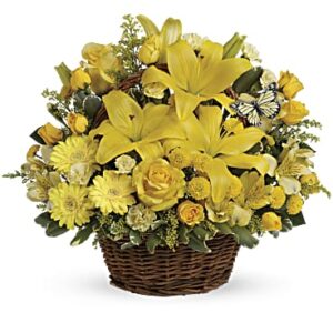 Basket Full Of Wishes | Mixed Bouquets | Same Day Flower Delivery | Yellow | Teleflora