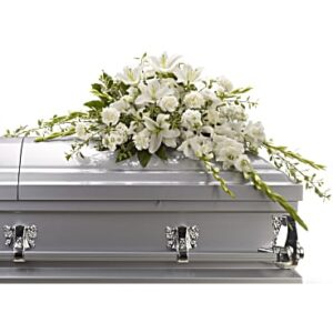 Bountiful Memories Casket Spray | Mixed Bouquets | Same Day Flower Delivery | White | Teleflora