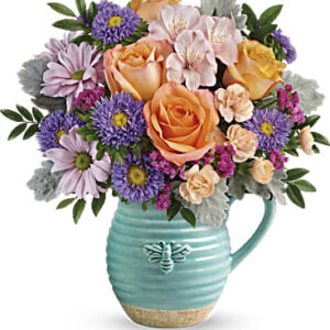 Busy Bee Pitcher Bouquet | Mixed Bouquets | Same Day Flower Delivery | Multi-Colored | Teleflora