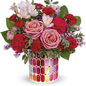 Charming Mosaic Bouquet | Mixed Bouquets | Same Day Flower Delivery | Red | Teleflora
