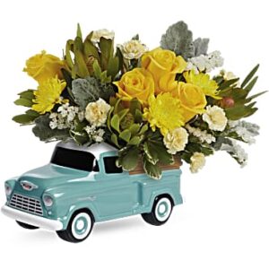 Chevy Blooming Pickup Bouquet | Roses | Same Day Flower Delivery | Yellow | Teleflora