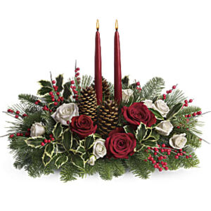 Christmas Wishes Centerpiece | Roses | Same Day Flower Delivery | White | Teleflora