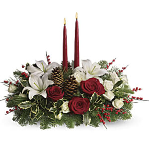 Christmas Wishes Centerpiece | Roses | Same Day Flower Delivery | White | Teleflora