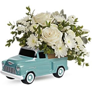 Classic Chevy Pickup Bouquet | Roses | Same Day Flower Delivery | White | Teleflora