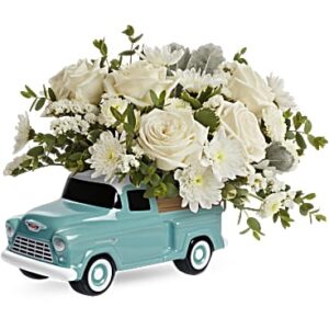 Classic Chevy Pickup Bouquet | Roses | Same Day Flower Delivery | White | Teleflora