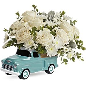 Classic Chevy Pickup Bouquet | Roses | Same Day Flower Delivery | White | Teleflora