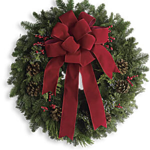 Classic Holiday Wreath | Mixed Bouquets | Same Day Flower Delivery | Red | Teleflora