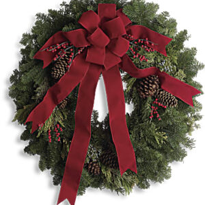 Classic Holiday Wreath | Mixed Bouquets | Same Day Flower Delivery | Red | Teleflora
