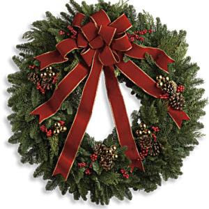 Classic Holiday Wreath | Mixed Bouquets | Same Day Flower Delivery | Red | Teleflora