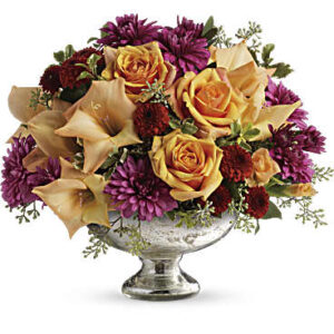 Elegant Traditions Centerpiece Bouquet | Roses | Same Day Flower Delivery | Orange | Teleflora