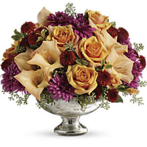 Elegant Traditions Centerpiece Bouquet | Roses | Same Day Flower Delivery | Orange | Teleflora