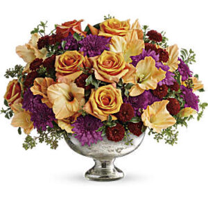 Elegant Traditions Centerpiece Bouquet | Roses | Same Day Flower Delivery | Orange | Teleflora